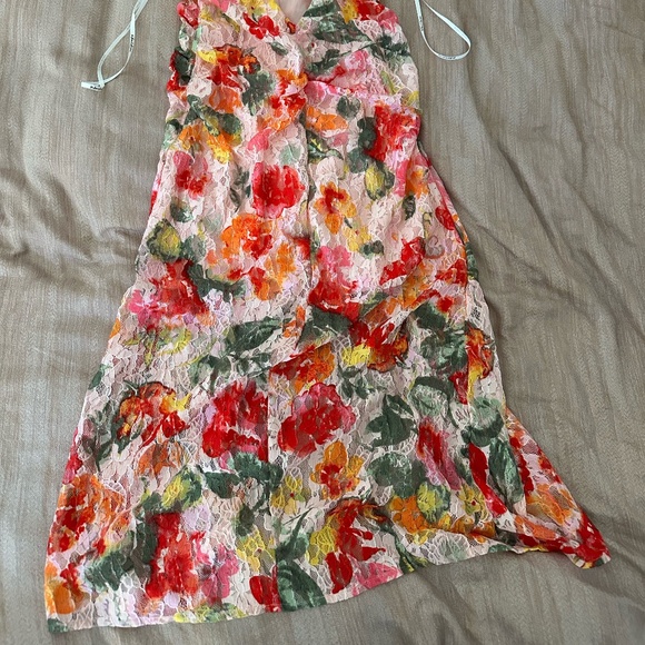 For Love and Lemons Beth Midi Floral Lace Dress in Pink - Picture 8 of 10